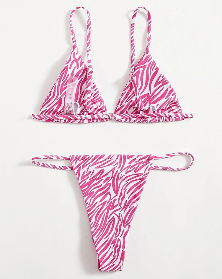 Vibrant Pink Zebra Print Bikini Set - Lauraxelle - Vibrant Pink Zebra Print Bikini Set - SAVANA
